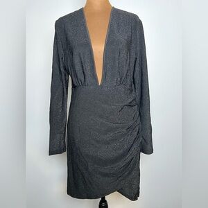 Black Ruched Wrap Dress, size XL/12